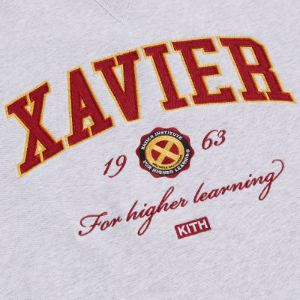 Marvel | Kith for X-Men Xavier Institute Varsity Crewneck - Light Heather Grey sold by Kith