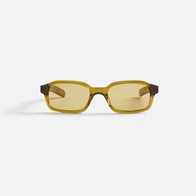 Flatlist Hanky Sunglasses - Crystal Olive / Smoked Olive Lens sold by Kith