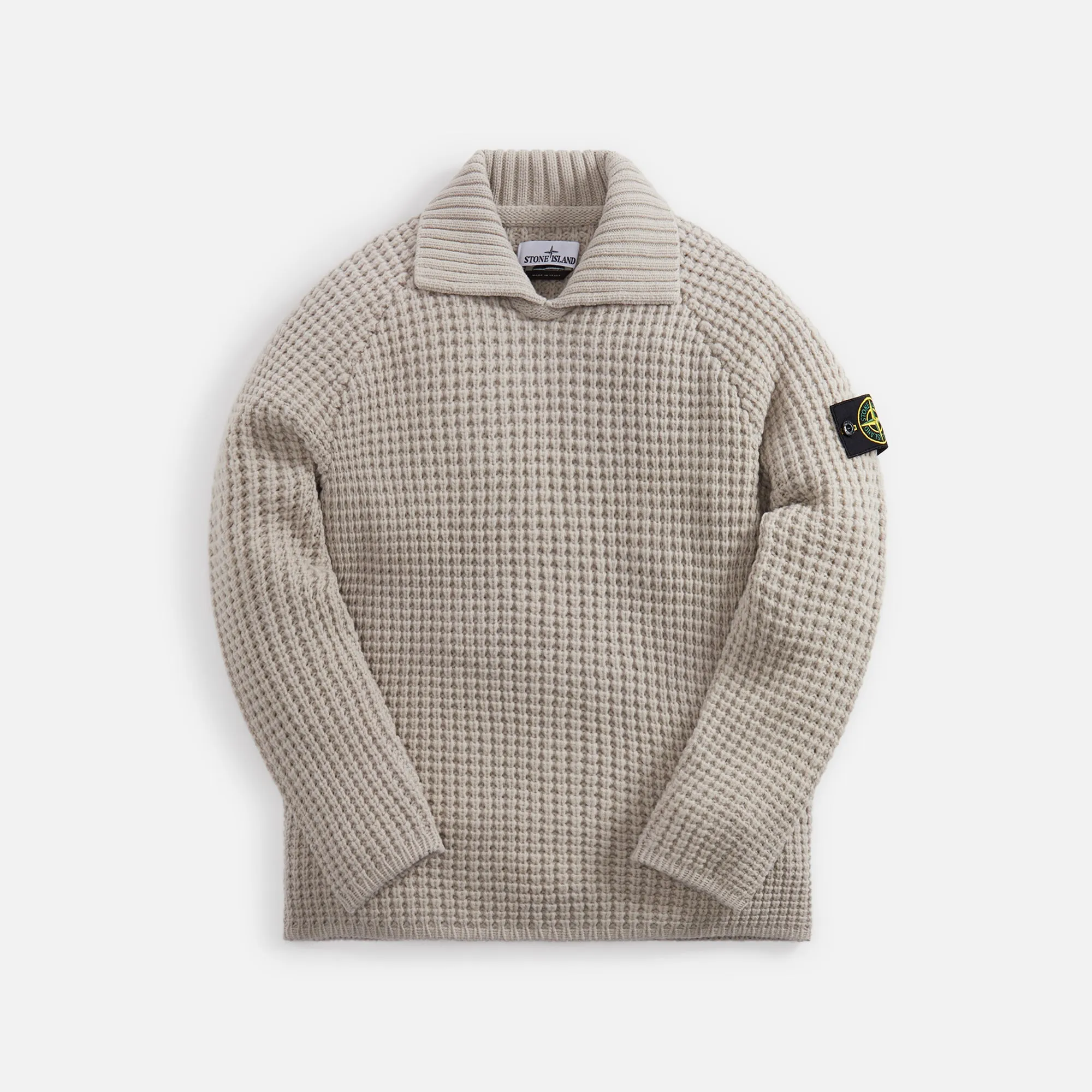 Stone Island President's Knit Pure Wool Knit Polo - Plaster sold by Kith