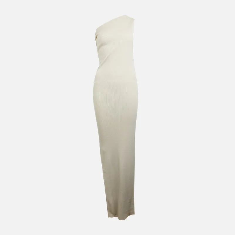 Rick Owens Ribbed One Shoulder Dress - Pearl sold by Kith