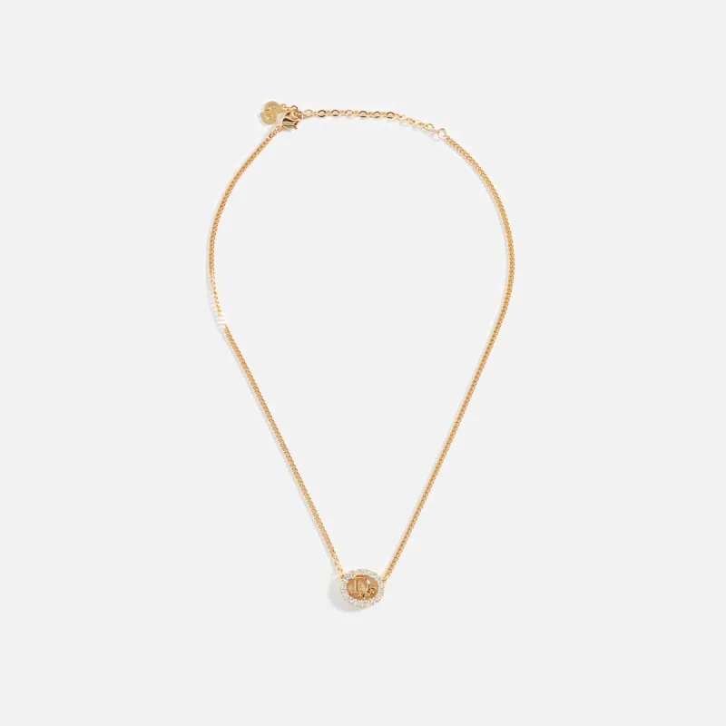 WGACA Dior Crystal CD Oval Necklace - Gold sold by Kith