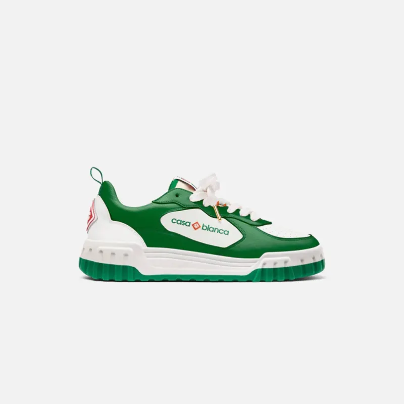 Casablanca Leather Tennis Court Sneaker - Green / White made by Casablanca