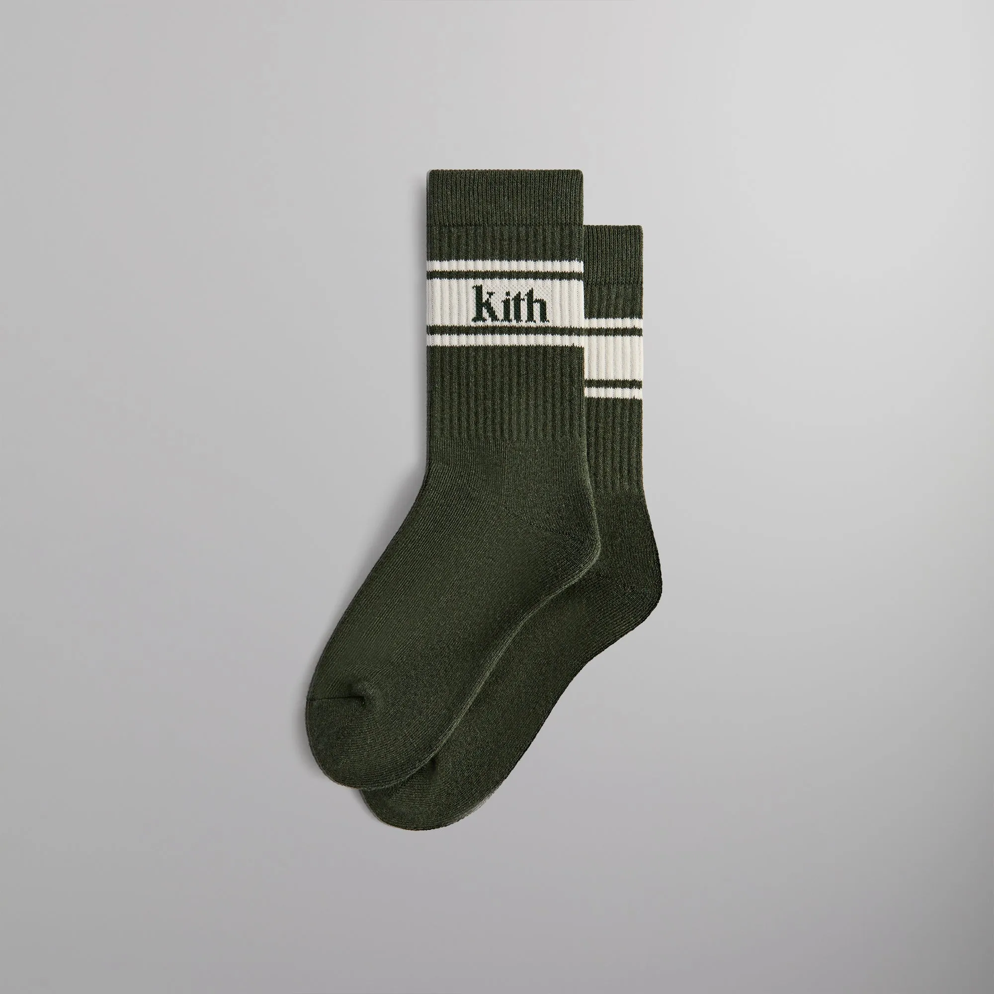 Kith Serif Jacquard Striped Crew Socks - Algae sold by Kith