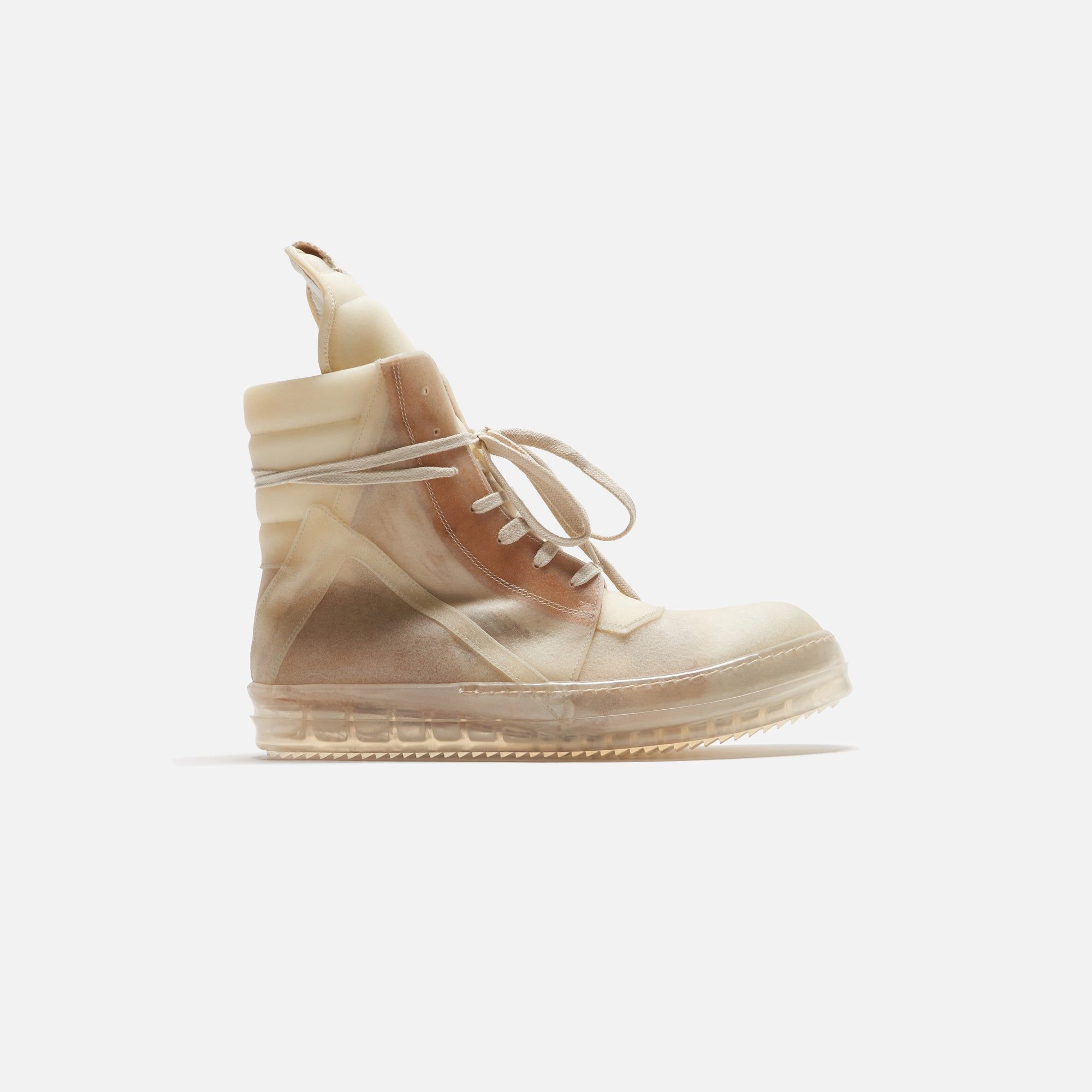Rick Owens Scarpe Pelle Geobasket - Natural / Clear sold by Kith
