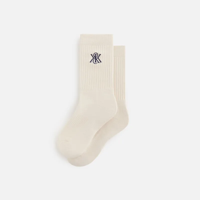Kith Women Crest Cotton Socks - Muslin sold by Kith