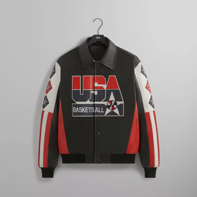 Kith for USA Basketball Leather Jacket - Black PH sold by Kith
