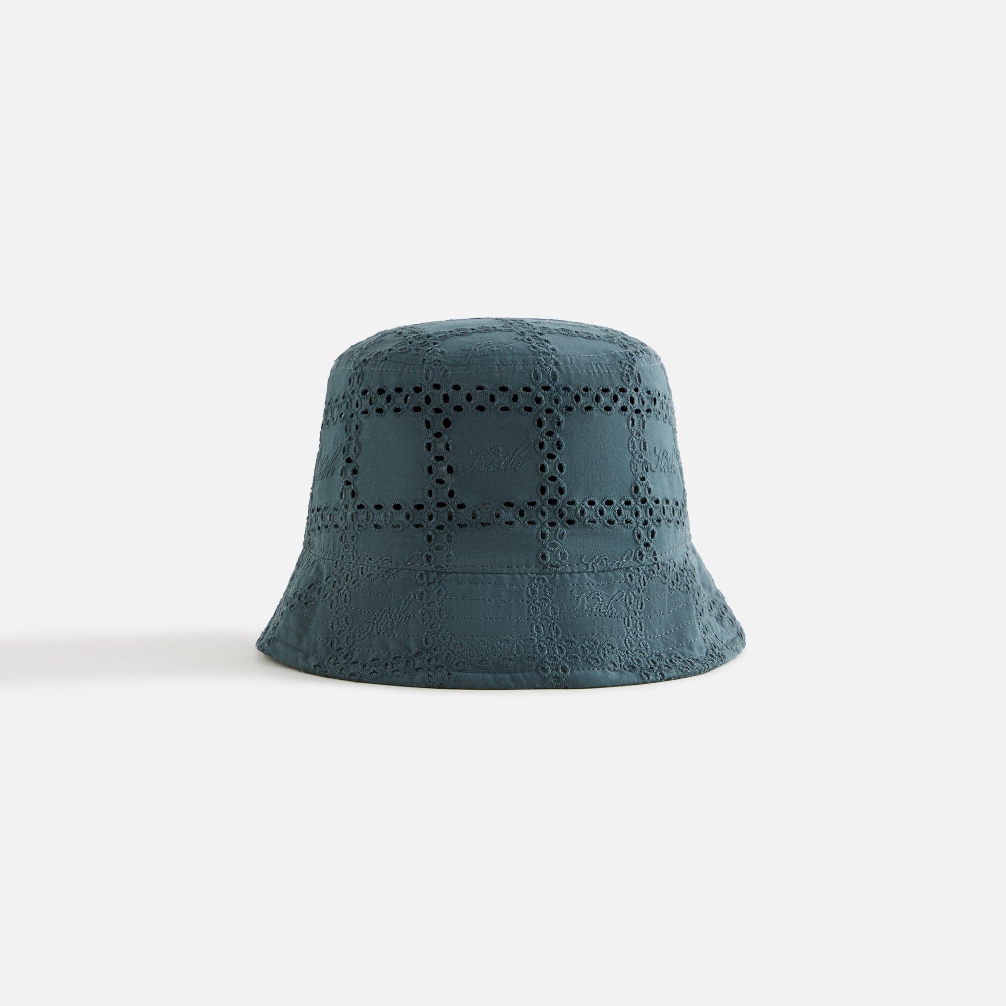 Kith women’s Broderie logo bucket hat-serpentine. Kith Women Broderie Logo Bucket Hat - Serpentine | Parallel main image 3
