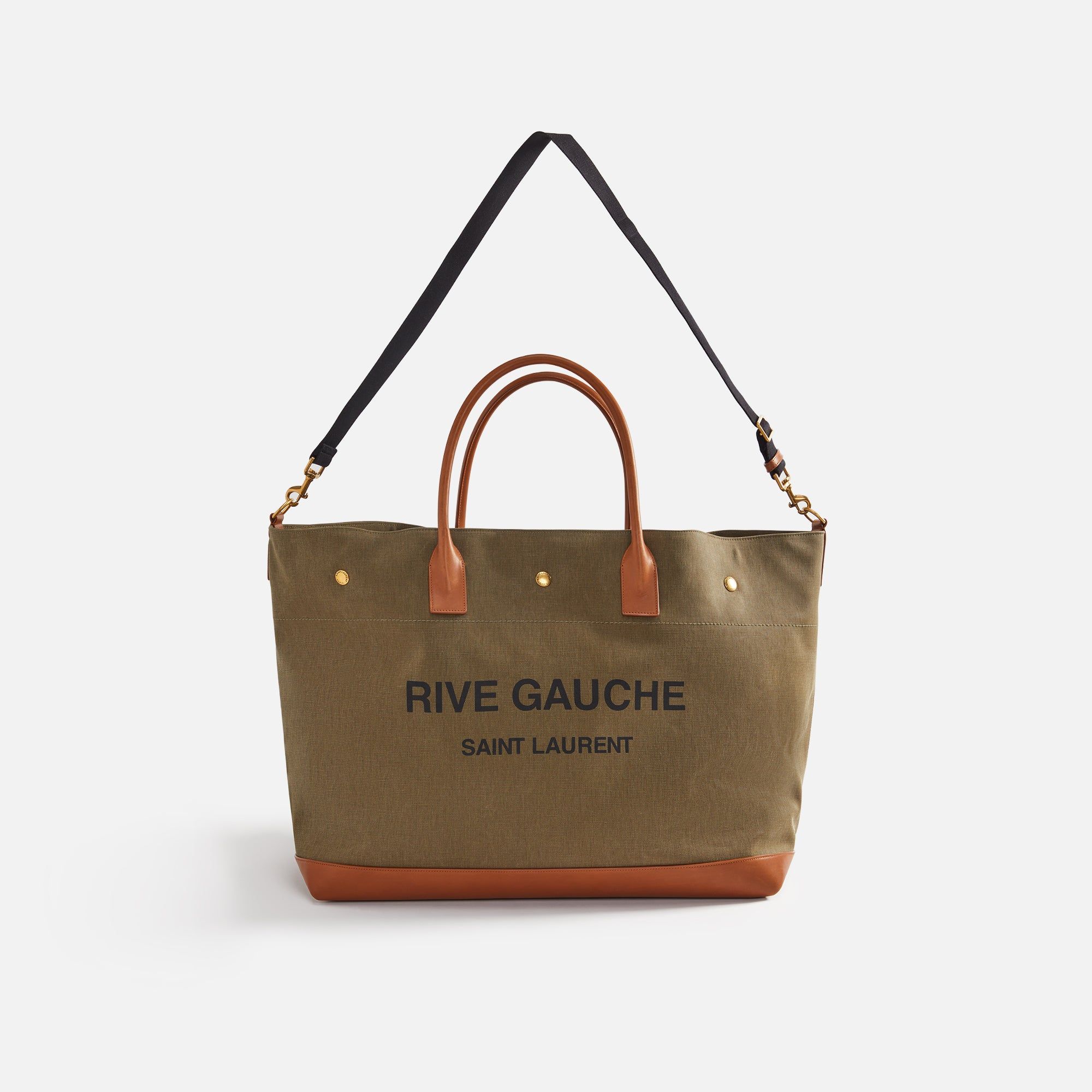 Saint Laurent Rive Gauche Maxi Shopping Bag - Khaki / Brick sold by Kith product image thumbnail 3