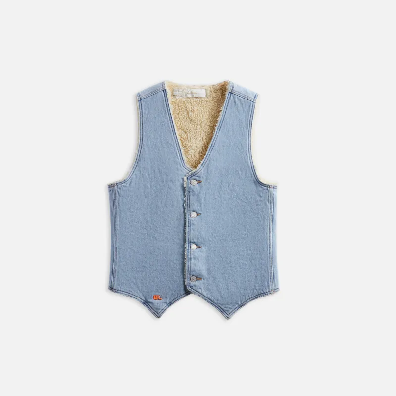 ERL Sherpa Denim Vest - Blue sold by Kith