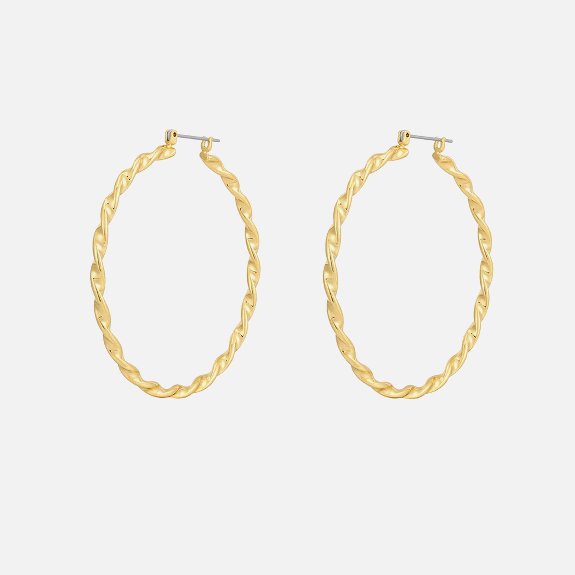 Luv AJ Hanalei Twisted Hoops - Gold sold by Kith
