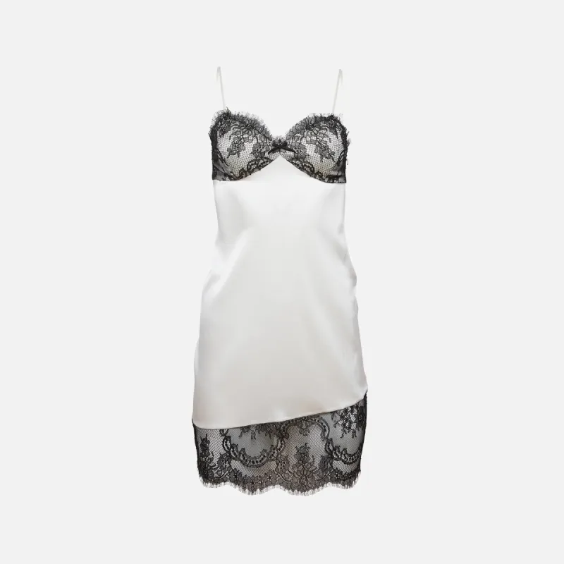 Fleur du Mal Silk and Lace Mini Slip Dress - Ivory sold by Kith