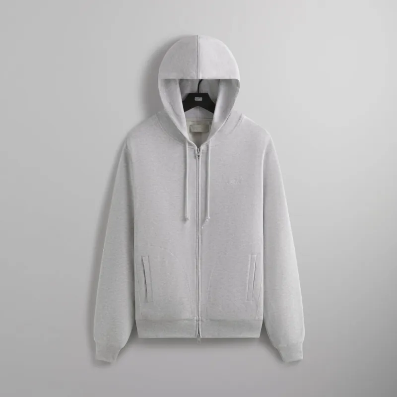 Kith Interlock Williams V Full Zip Hoodie - Light Heather Grey sold by Kith
