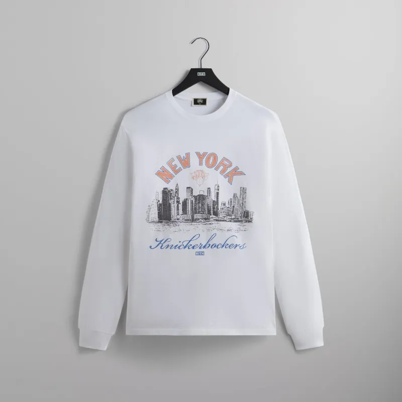Kith for the New York Knicks Skyline L/S Vintage Tee - White sold by Kith