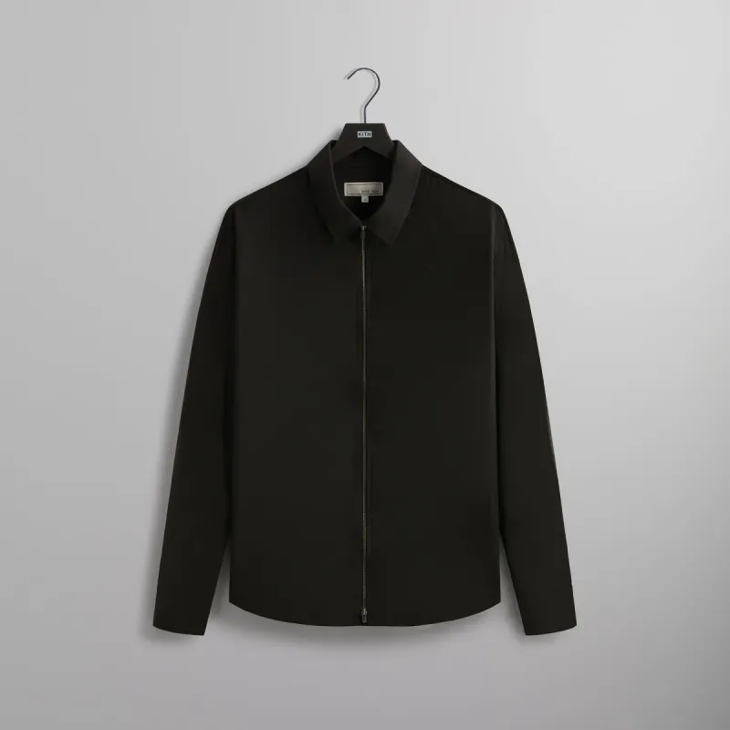 &Kin Tropical Wool Marquis Zip Up Shirt - Black sold by Kith