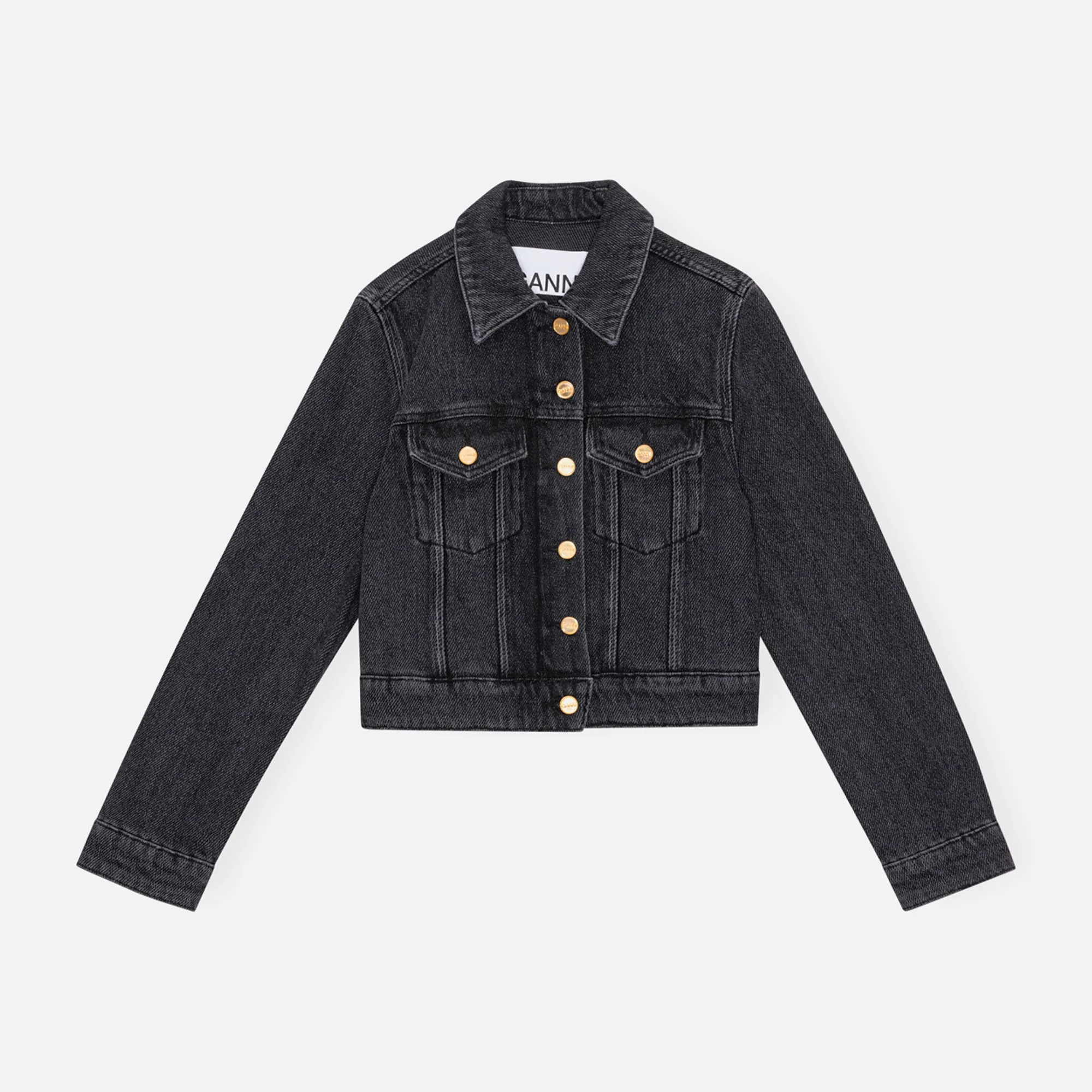Ganni Heavy Denim Cropped Jacket - Black sold by Kith