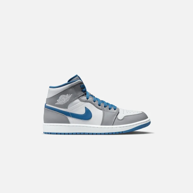 Nike Air Jordan 1 Mid - Cement Grey / White / True Blue sold by Kith