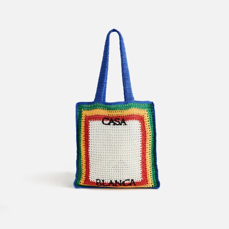 Casablanca Cotton Stripe Crochet Tote - Multi sold by Kith