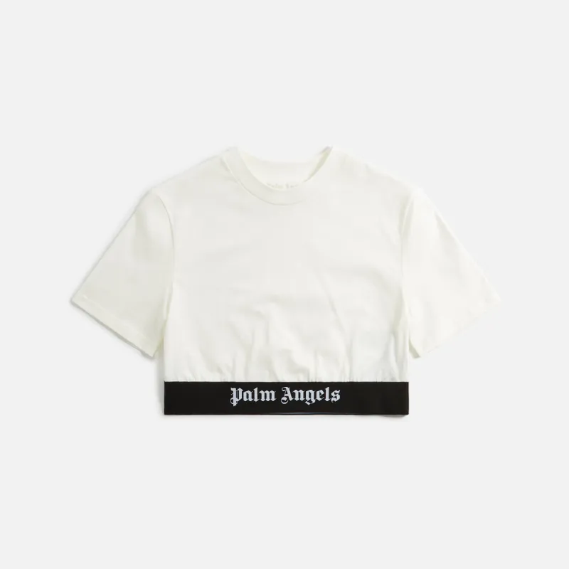 Palm Angels Logo Tape Cropped Tee - Off White / Black sold by Kith