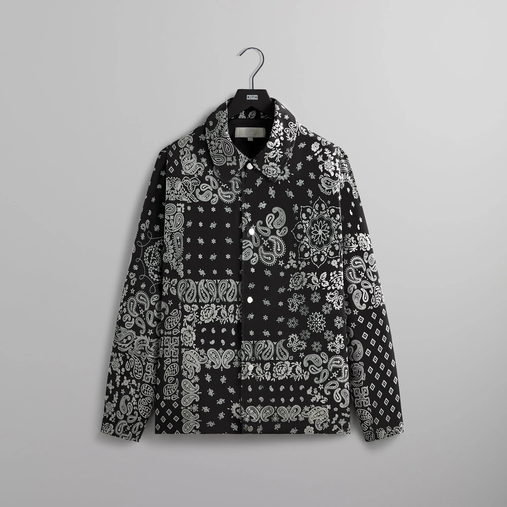 Kith Flocked Deconstructed Bandana Coaches Jacket - Black sold by Kith
