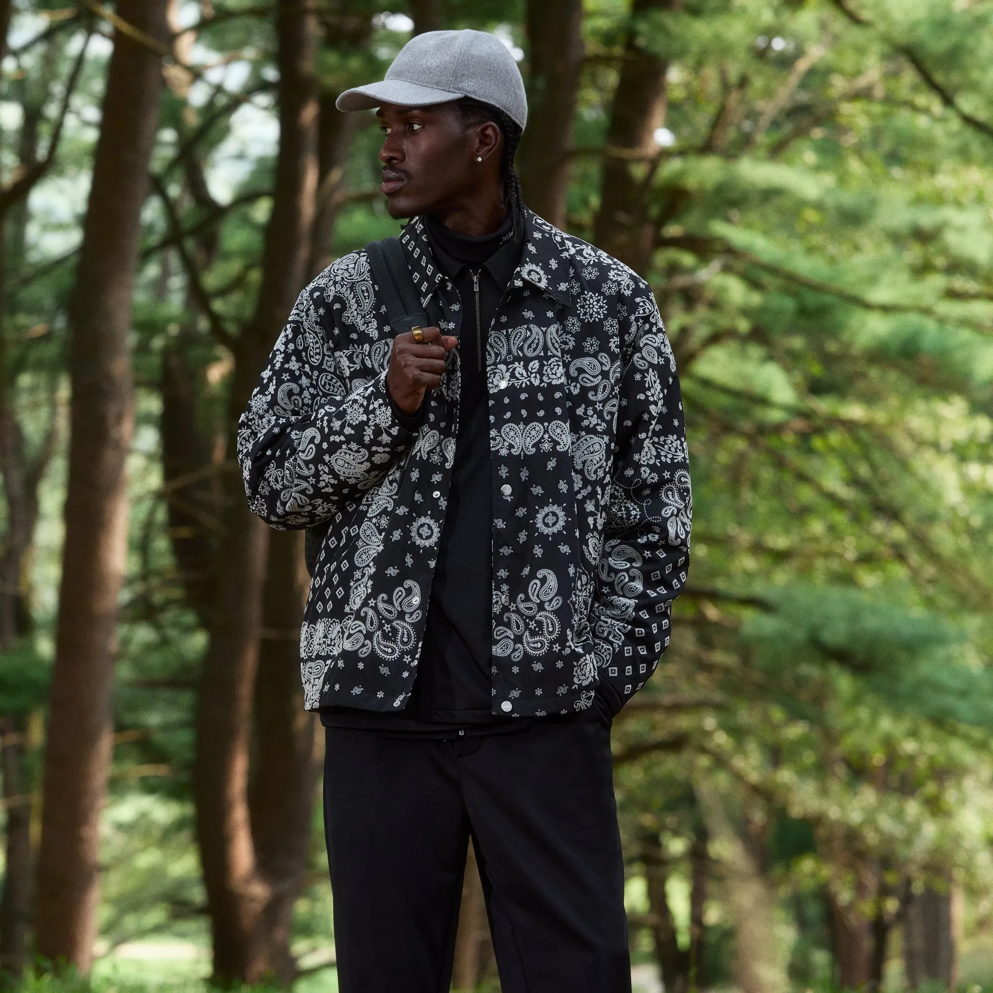 Kith Flocked Deconstructed Bandana Coaches Jacket - Black sold by Kith product image thumbnail 2