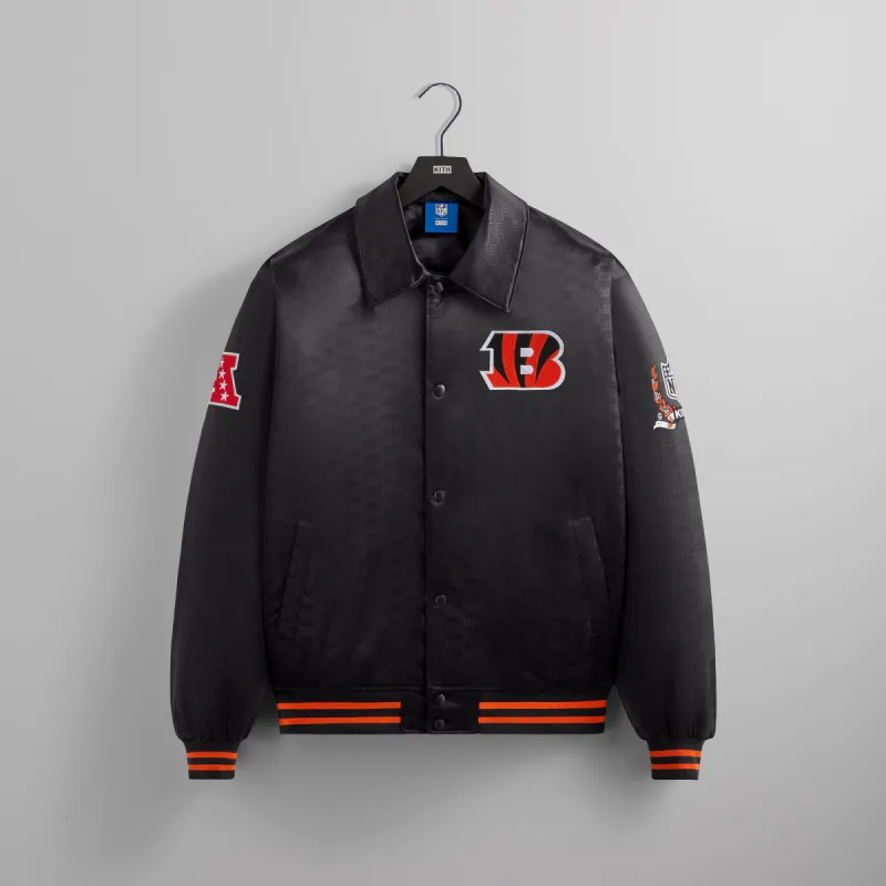 Kith for the NFL: Bengals Satin Bomber Jacket - Black sold by Kith