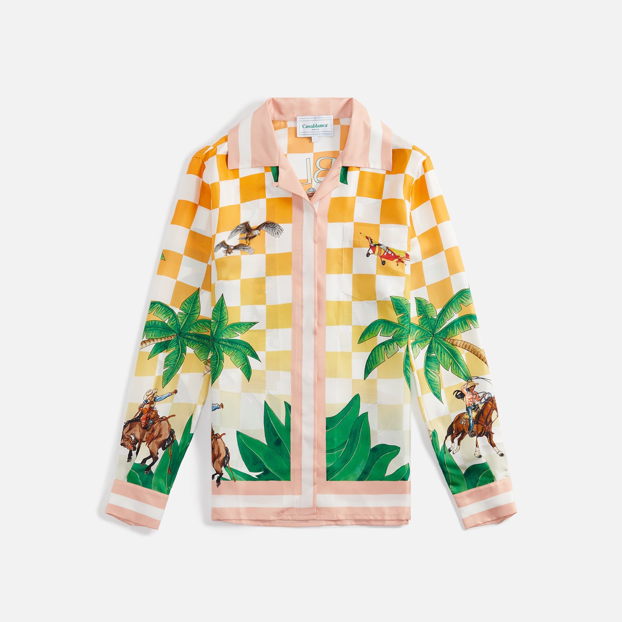 Casablanca Tennis Club Cuban Collar Silk Long Sleeve Shirt - Multicolor sold by Kith