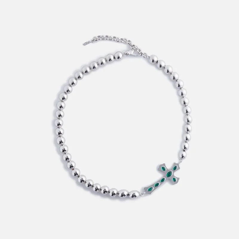 VEERT The Ball Cross Necklace - White Gold sold by Kith