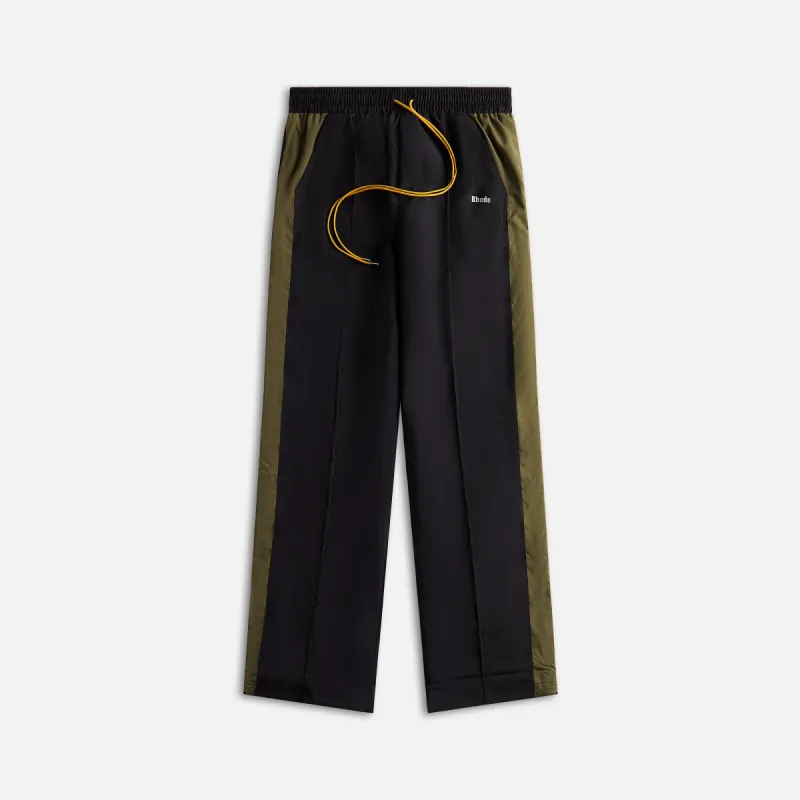 Rhude Aerial Color-Block Track Pants - Black / Olive sold by Kith
