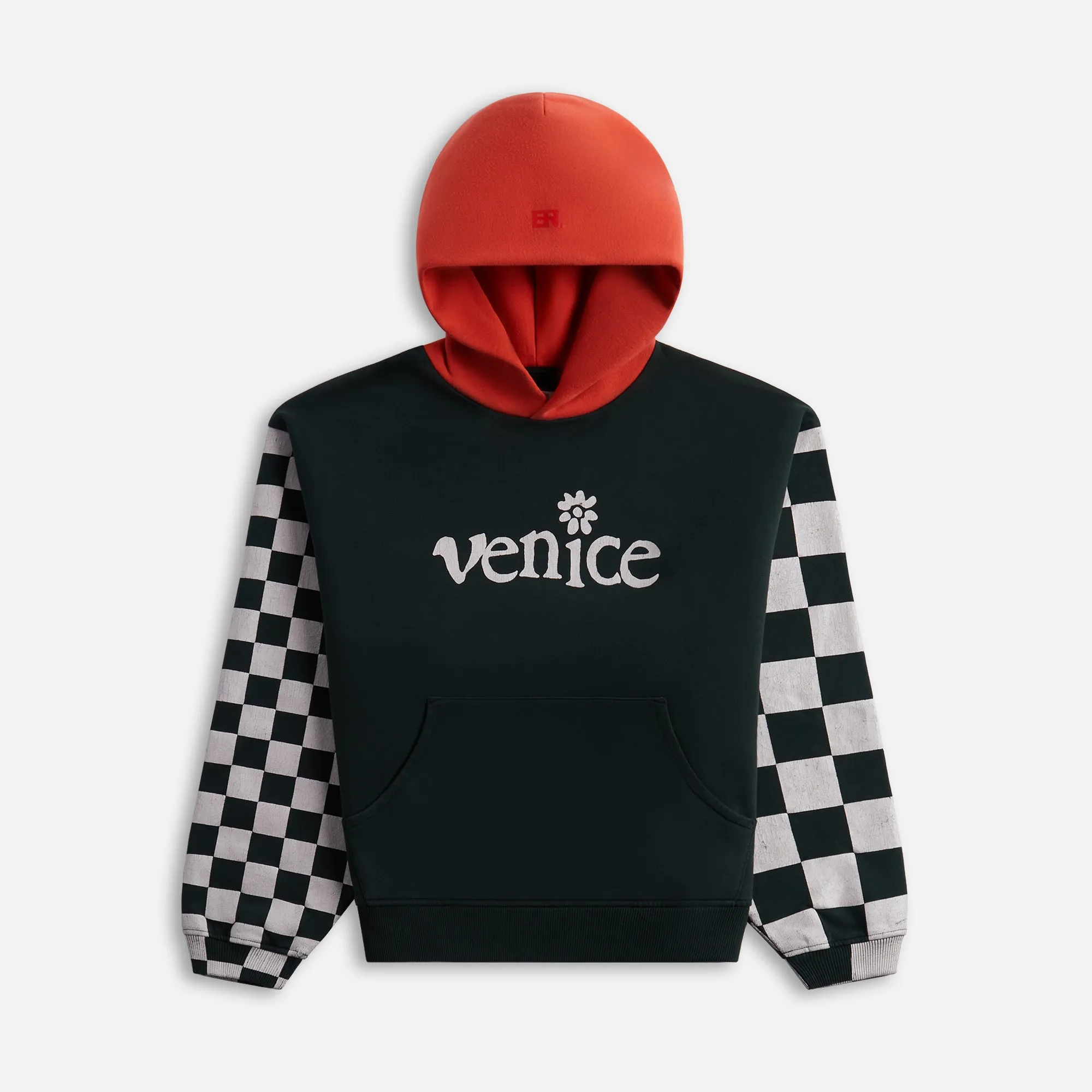 ERL Venice Checker Sleeve Hoodie - Black sold by Kith