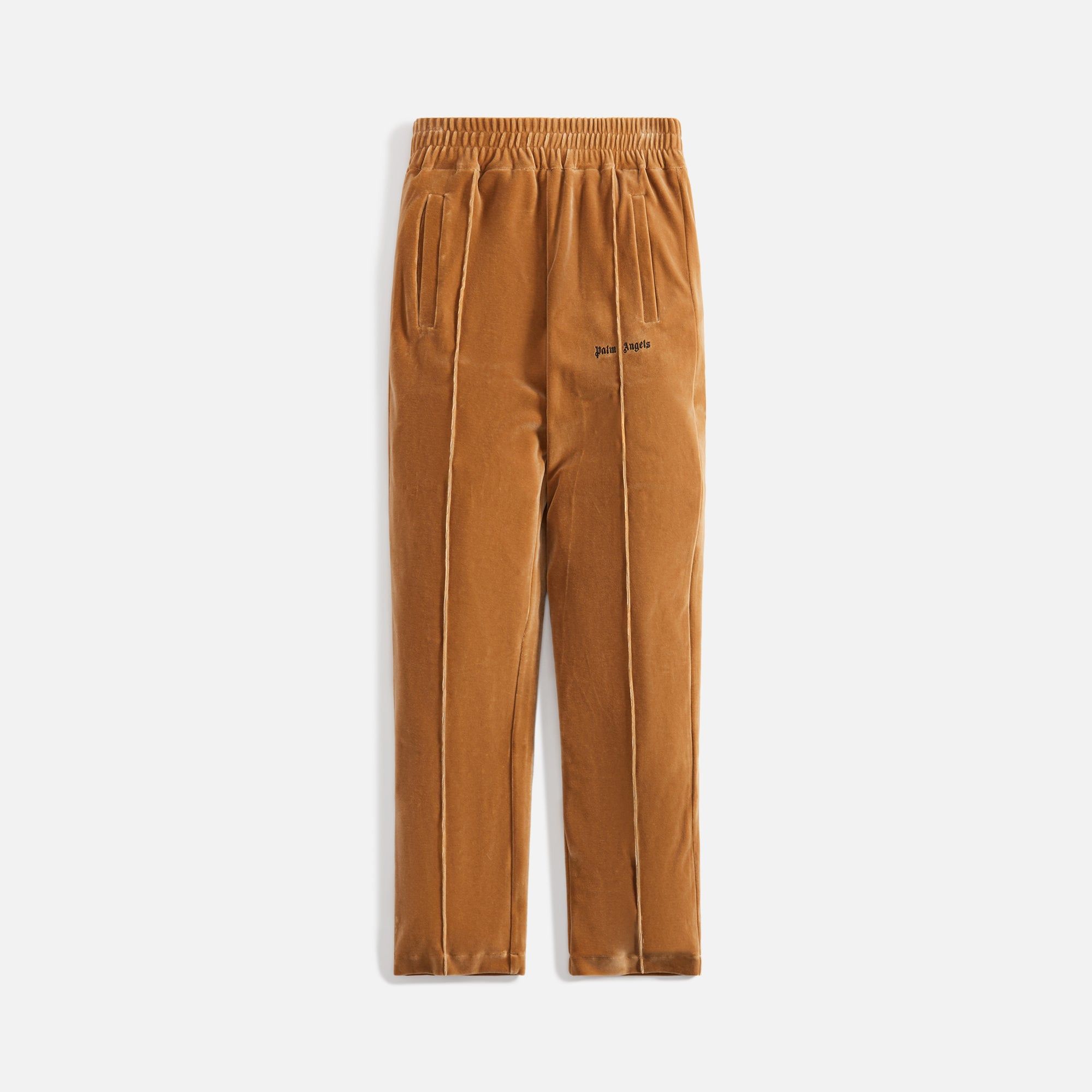 Palm Angels Velvet Track Pants - Beige Black sold by Kith
