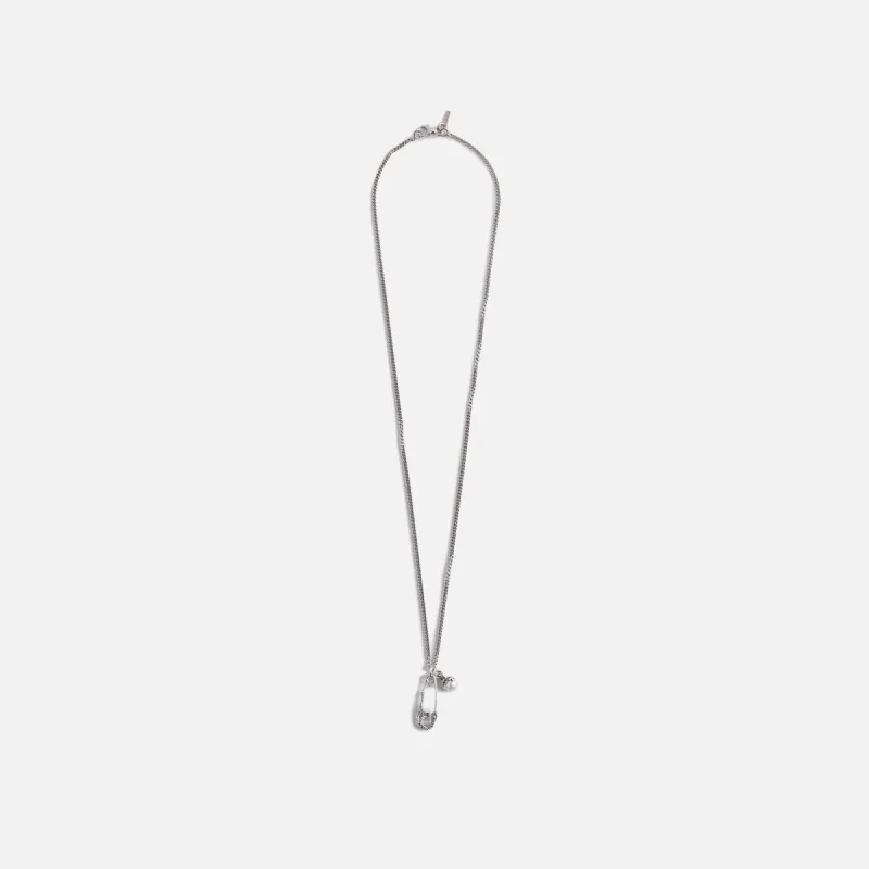 Emanuele Bicocchi Safety Pin Pearl Pendant Necklace - Silver sold by Kith