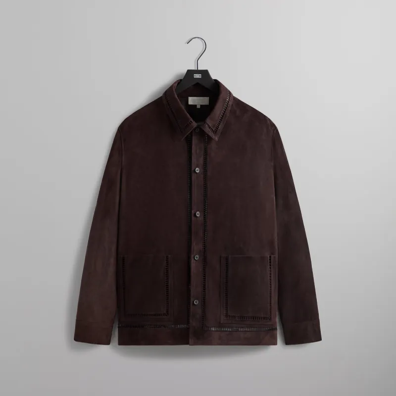 Kith Ladder Stitch Suede Boxy Collared Overshirt - Incognito sold by Kith
