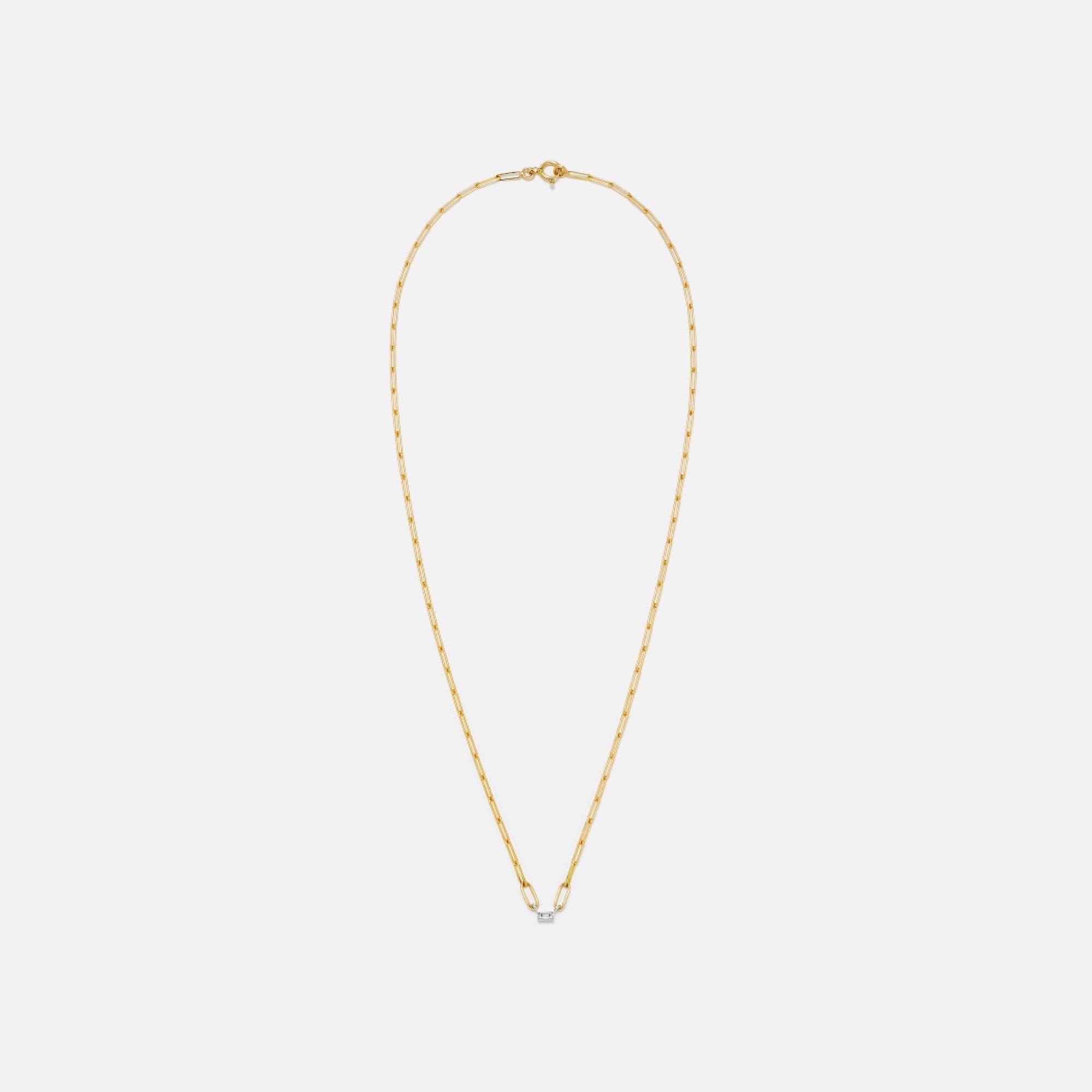 Yvonne Leon Collier Necklace PM 1 Baguettes Clos Diamant Small Link - Yellow sold by Kith