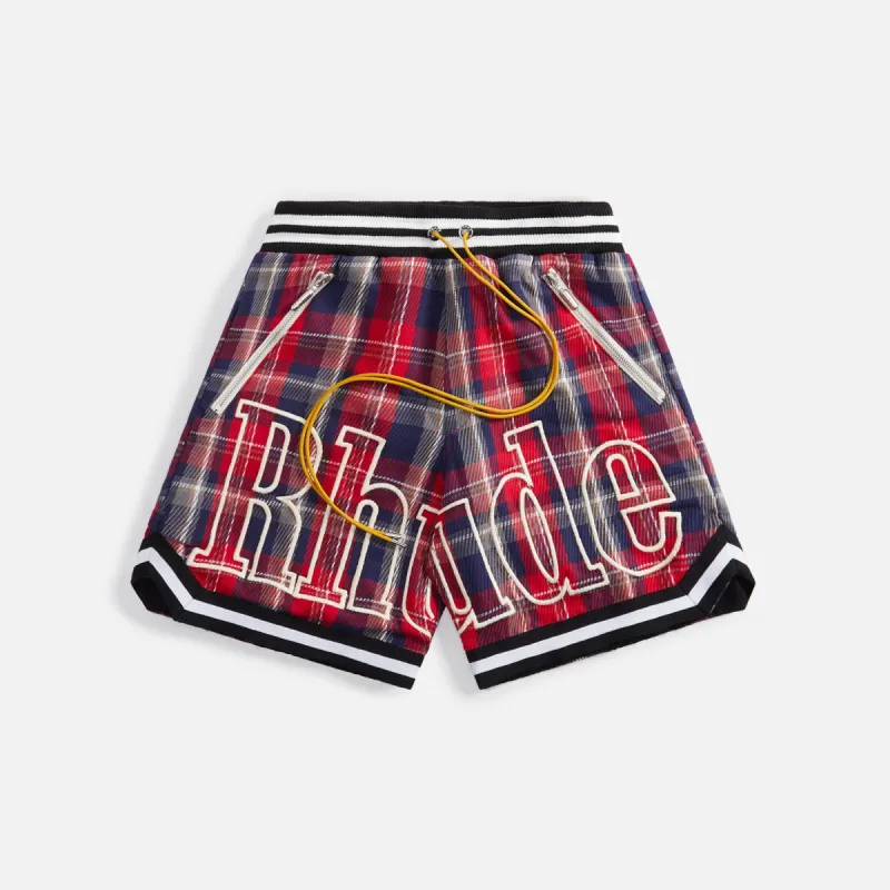 Rhude Flannel Court Logo Short - Multi sold by Kith