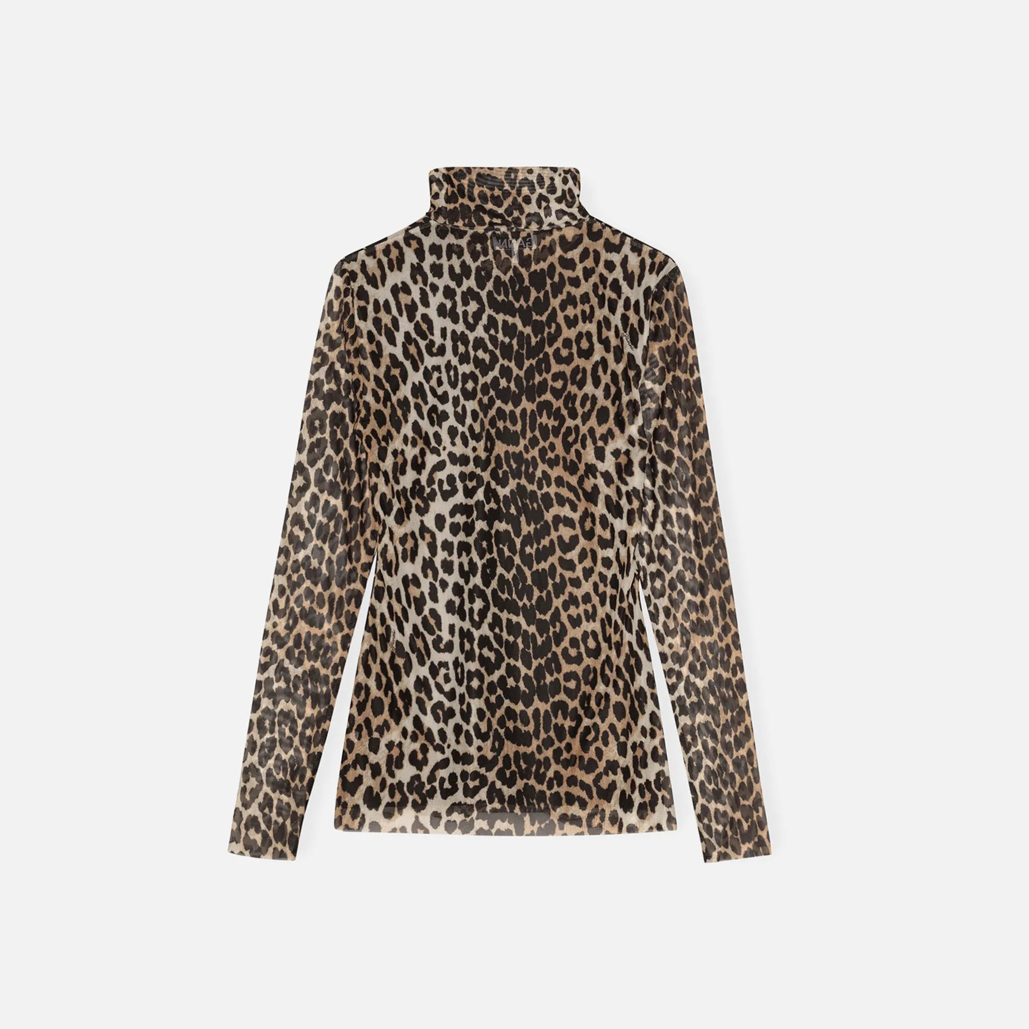 Ganni Printed Mesh Long Sleeve Rollneck - Leopard sold by Kith product image thumbnail 2
