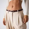 Kith Women Round Buckle Leather Belt - Magma sold by Kith