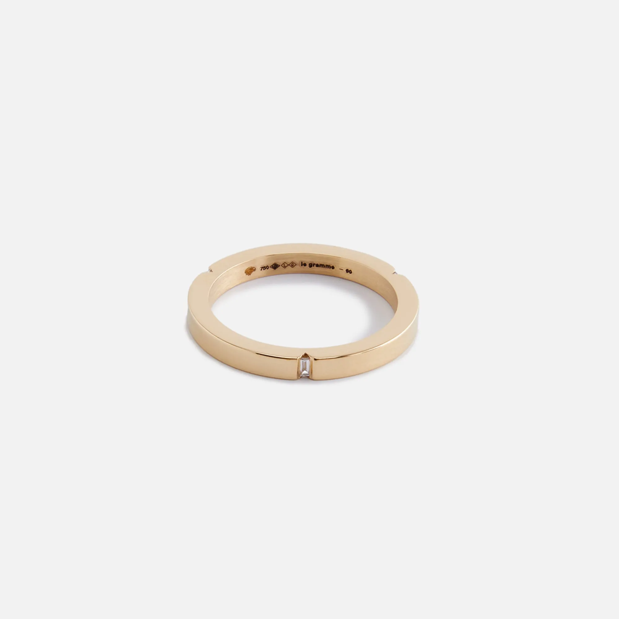 Le Gramme 5g Band Ring with Three Diamonds Outside - Gold sold by Kith