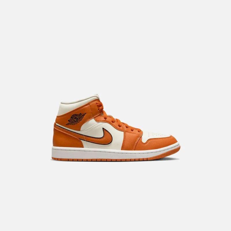 Nike WMNS Air Jordan 1 Mid SE - Coconut Milk / Sport Spice / Black / Sail sold by Kith