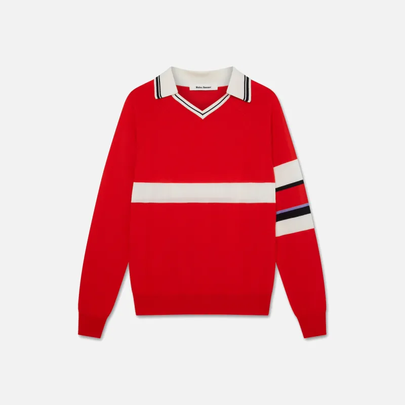 Wales Bonner Cam Polo - Red sold by Kith