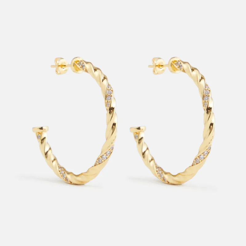 Crystal Haze Rope Chain Hoops - Gold sold by Kith