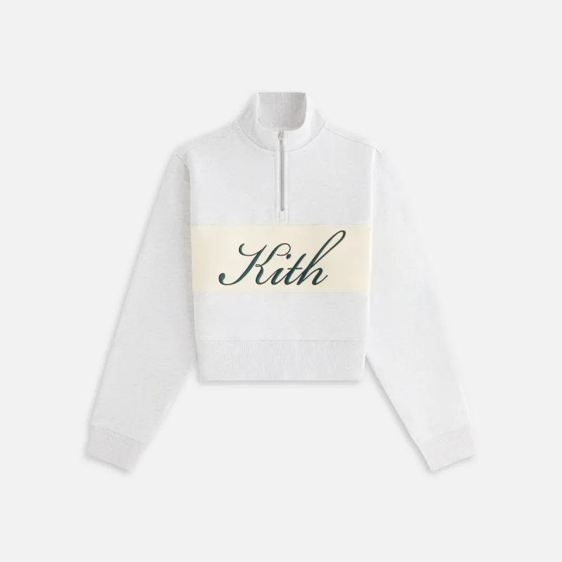 Kith Women Hunter II Kith Script Quarter Zip - Light Heather Grey PH sold by Kith