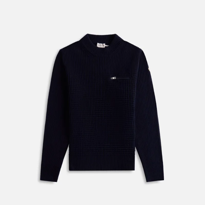 Moncler Wool Cashmere Crewneck - Dark Blue sold by Kith