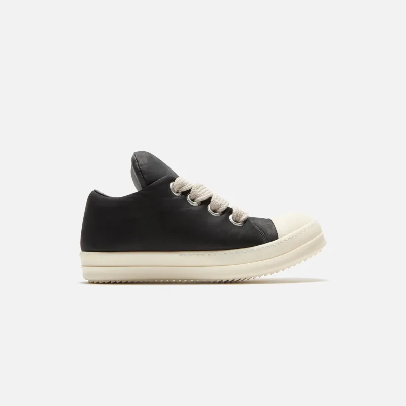 Rick Owens Porterville Jumbo Lace Padded Low Sneakers - Black / Milk / Milk sold by Kith