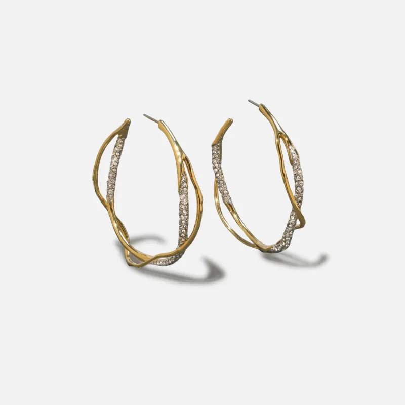 Alexis Bittar Intertwined Crystal Pave Hoop Earrings - Gold sold by Kith