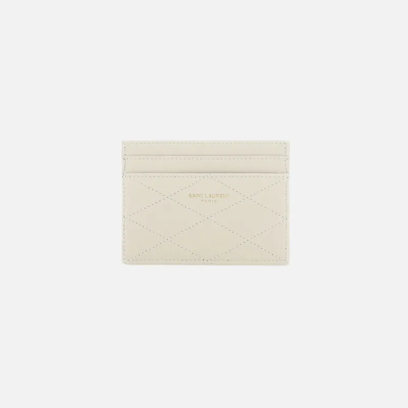 Saint Laurent Cross Hatch Card Holder - Crema Soft sold by Kith