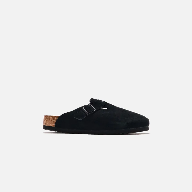 Birkenstock WMNS Boston Soft Footbed Suede - Black sold by Kith
