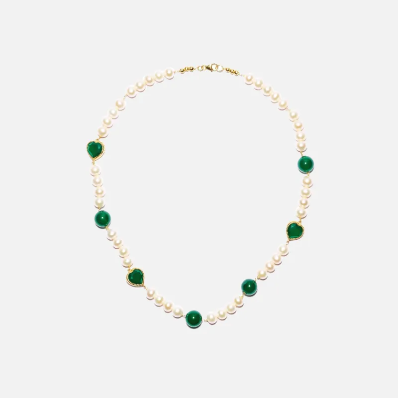 VEERT Onyx Freshwater Pearl Necklace - Green sold by Kith