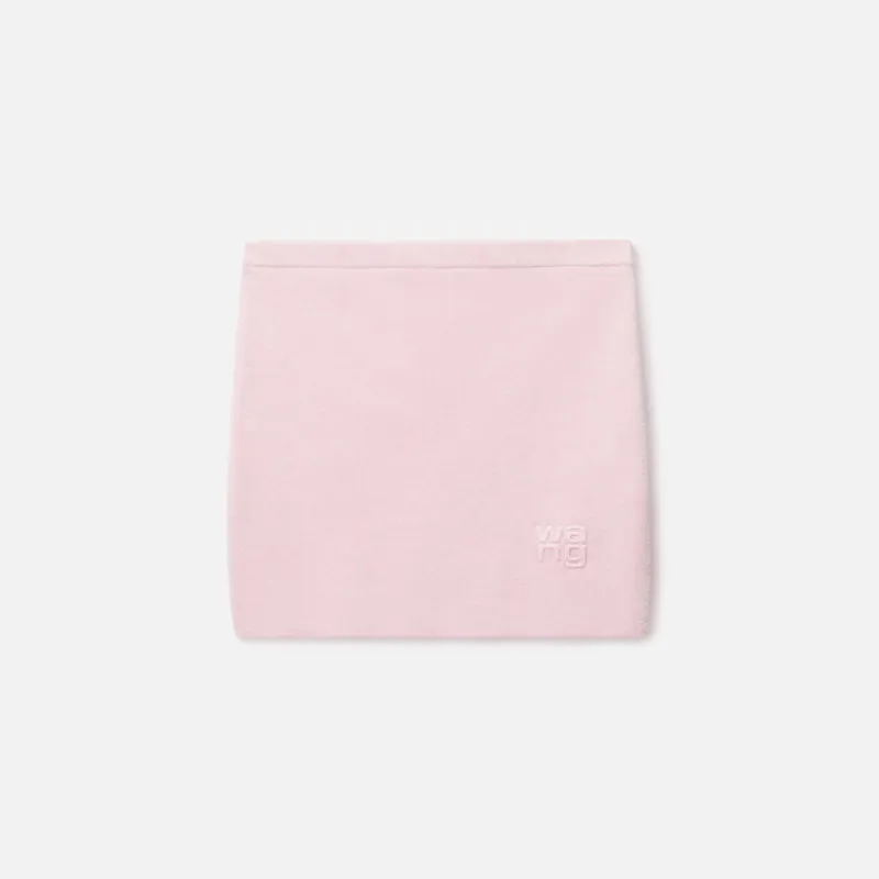T by Alexander Wang Mini Skirt with Embossed Logo - Light Pink sold by Kith