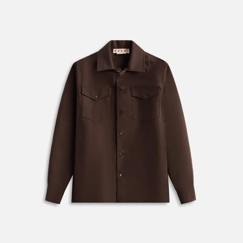Marni Compact Organic Cotton Moleskin Overshirt - Moca sold by Kith