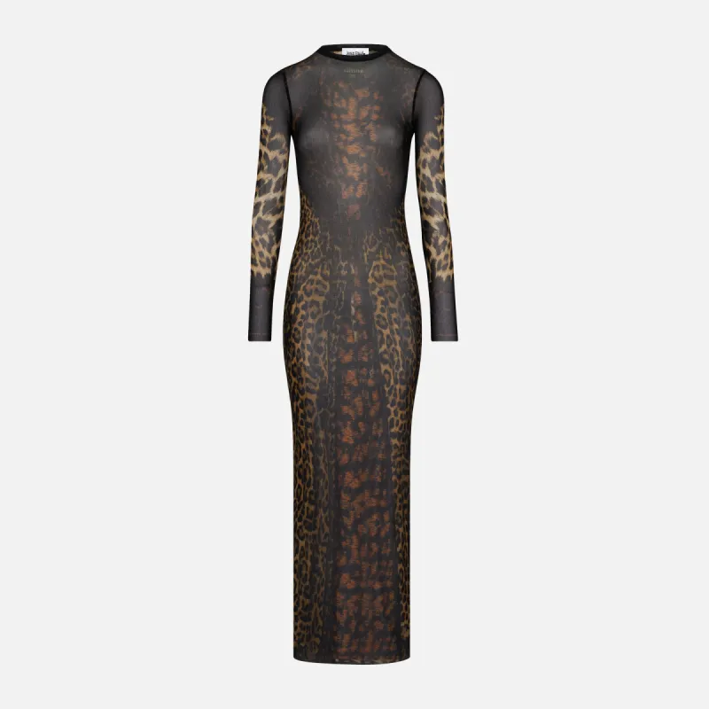 Jean Paul Gaultier Mesh Long Dress With Lace - Leopard made by Jean Paul Gaultier